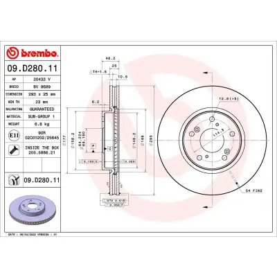Ordena Ya Disco de freno BREMBO 09.D280.11